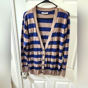 Old Navy Blue and Brown Knit Cardigan Sweater